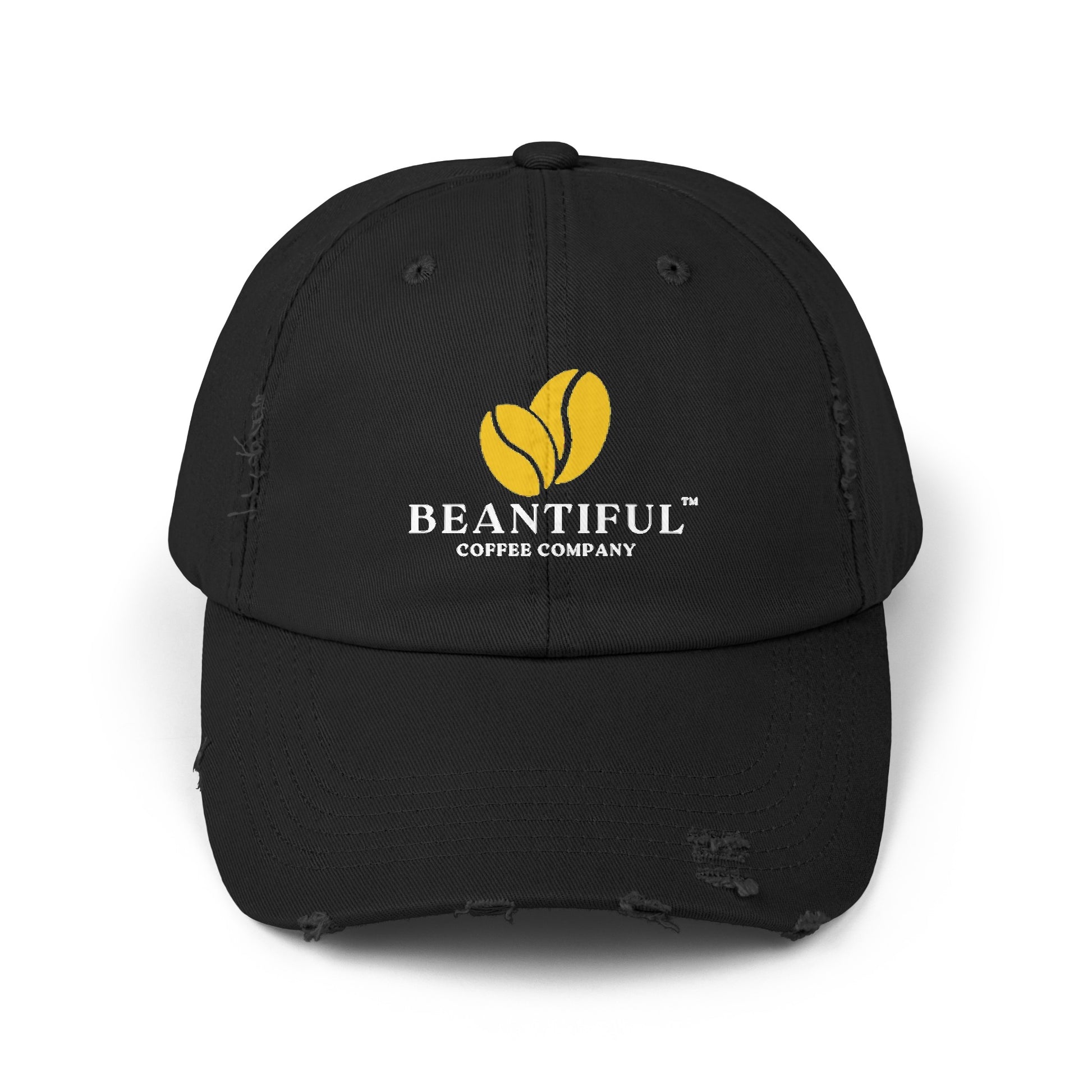 Beantiful™ Yellow Bean Distressed Cap Black - Beantiful Coffee Company