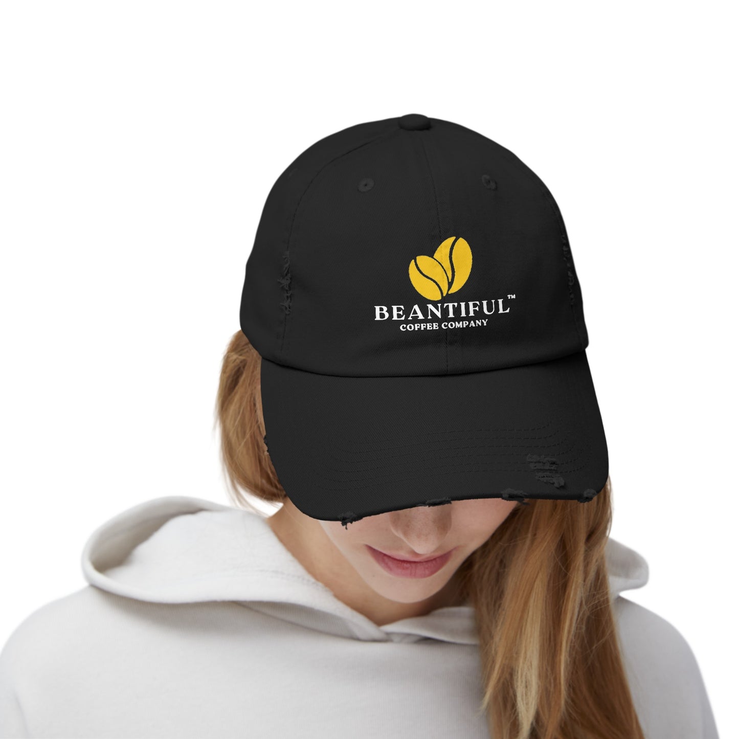 Beantiful™ Yellow Bean Distressed Cap Black - Beantiful Coffee Company