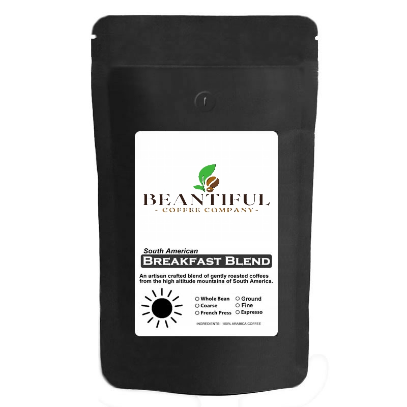 Beantiful Breakfast Blend Coffee Light Roast Espresso Ground 10 Oz